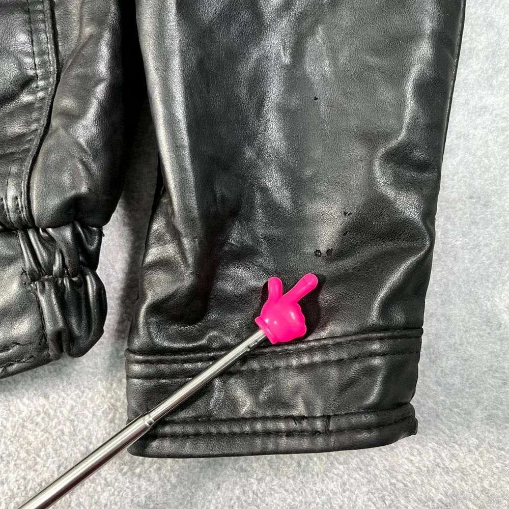 Vintage Italian Mens Biker Jacket XL Black PVC Lined  Full Zip Motorcycle